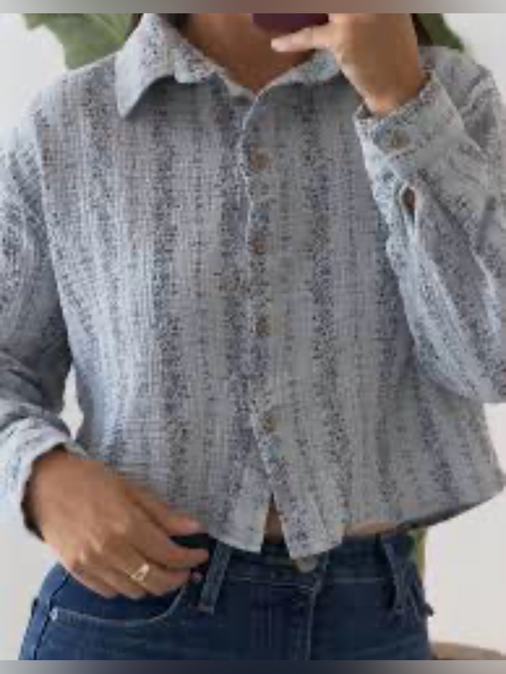 Love Notes Boho Floral Gauze Crop Button Down Blouse Size Medium NWT